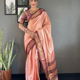 A S CREATION Woven Design Zari Pure Silk Kanjeevaram Saree-picture-11