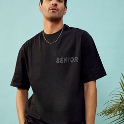 Mast & Harbour Men Printed Drop-Shoulder Sleeves Bio Finish Applique T-shirt-image-51