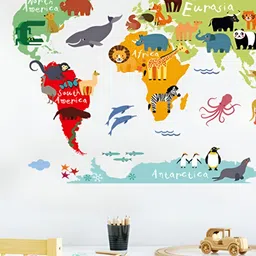 INDIAN ROYALS Green & Red World Map Self Adhesive Wall Sticker-image-81