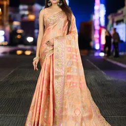 KIMISHA Woven Design Zari Organza Banarasi Saree-image-58