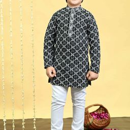 BT DEZINES Boys Embroidered Regular Sequinned Kurta with Pyjamas-56