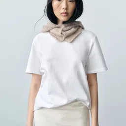 MANGO Women Drop-Shoulder Sleeves Pure Cotton T-shirt-image-9