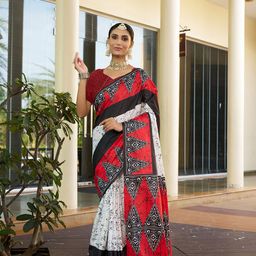 KAYOMMI Ethnic Motifs Pure Cotton Bhagalpuri Saree-image-33