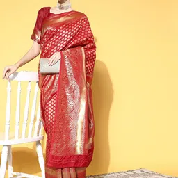 Anouk Rustic Woven Design Zari Silk Blend Dharmavaram Saree image 3