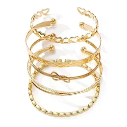 KARISHMA KREATIONS Women Set Of 5 Tribal Gold-Plated Bangle-Style Bracelet image 5