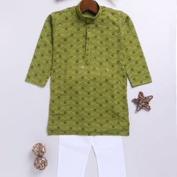 JBN Creation Boys Embroidered Sequinned Mandarin Collar Straight Kurta With Pyjamas-45