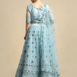 Warthy Ent Embroidered Mirror Work Semi-Stitched Lehenga & Unstitched Blouse With Dupatta image 4