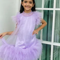 Alyaansh Couture Girls Choker Neck Net A-Line Dress-picture-35