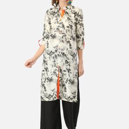 Biyu Abstract Printed Mandarin Collar Regular Cotton Straight Kurta-image-77