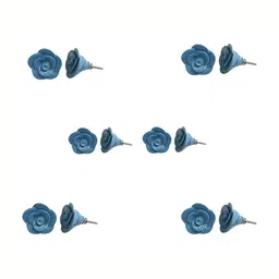 Indianshelf 6-Pcs Blue Rose Ceramic Knobs-image-86