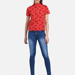 Stylecast X Kotty Women Floral Print High Neck Cotton Top-image-69