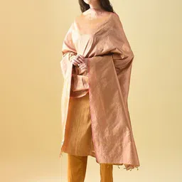 JAYPORE Woven Design Cotton Silk Dupatta with Zari-picture-23