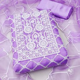 Panzora Embroidered Organza Unstitched Dress Material-image-60
