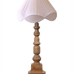 Aura Off White Wood Traditional Frusturical Shaped Table Lamp-image-55