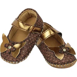 Neska Moda 6 To 12 Months Baby Girls Belly Shoe Fancy Partywear Floral Soft Velcro Sandal Booties-picture-12