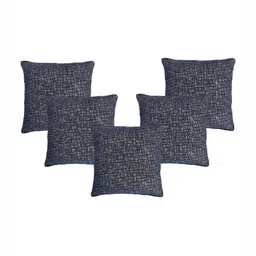 Saral Home Navy Blue & Grey 5 Pieces Abstract Square Cushion Covers-19