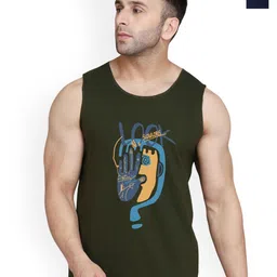 SLOWLORIS Pack Of 2 Printed Scoop Neck Sleeveless Cotton Gym Vests-picture-25