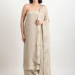 THE WEAVERS SHOP BY RAAVI Embroidered Silk Crepe Unstitched Dress Material-image-67