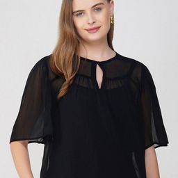 Avor Lifestyle Chiffonsolid Key hole neck Top-image-31