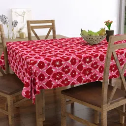 Myntra Elegant Homes Pink Floral Cotton 4-Seater Table Cover-image-21