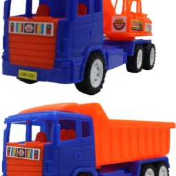 Set of 2 Combo Friction powered Blue|Orange JCB and Blue|Orange dumper trucks-10
