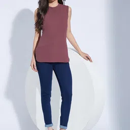 Selvia Women Sleeveless Round Neck Pink Regular Top-image-20