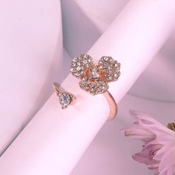 Estele Rose Gold-Plated Crystal Studded Finger Ring-image-82