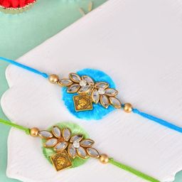 Aapno Rajasthan Set Of 2 Artificial Stones Studded Thread Rakhis-image-57