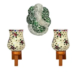 Somil Indore Mosaic Decorative Lamp Combo of Matching Wall Lamp & Blessing God Ganesh Wall Lamp, Multi Compatible with LED, Size: 14.5 X 14.5 X 28 Cm, Pack of 3.-image-47