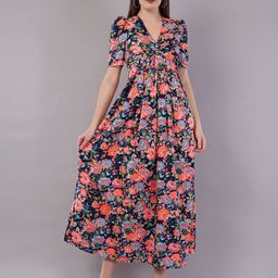 FLY STITCH Floral Print Fit & Flare Maxi Dress-image-96