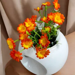 Art Street Orange 2 Pieces Peony Artificial Flower With Pot-36