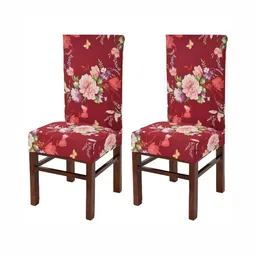 Yellow Weaves 2-Pcs Floral Red Printed Chair Covers-picture-10