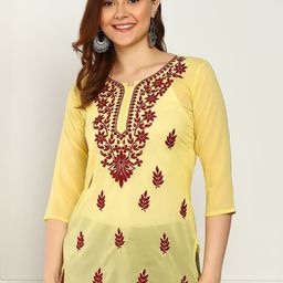 TOP N THREAD Women Ethnic Motifs Embroidered Chikankari Kurti-picture-5