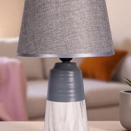 Gray Table Lamp Versatile With Stylish Design With Fabric Textured Lampshade Frustrum Shaped Ceramic Base-image-43