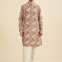 Manyavar Woven Design Mandarin Collar Cotton Short Kurtas-picture-27