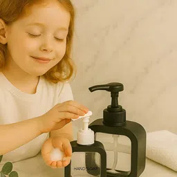 PAMPERLY Black & Transparent Solid Plastic Soap Dispenser image 3