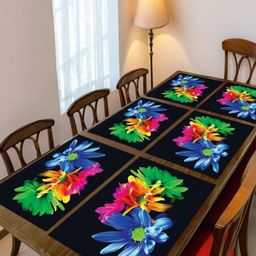 Aura 6Pcs Black & Blue Printed Table Placemats-25