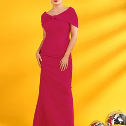 Golden Kite Off-Shoulder Scuba Maxi Dress-image-32