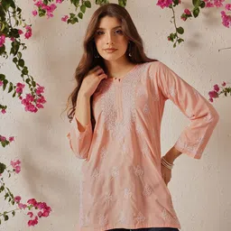 ADA Women Ethnic Motifs Embroidered Chikankari Kurti-image-82