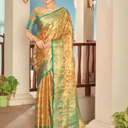 Moksha Trends Woven Design Organza Banarasi Saree With Unstitched Blouse Piece-image-44