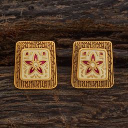 Kushal's Fashion Jewellery Gold Plated Square Antique Studs Earrings-image-24