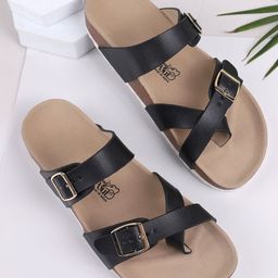 OZZOH Women Open Toe Flats with Buckles-image-57