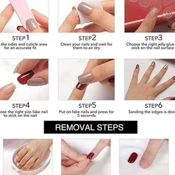 Coslifestore Set Of 24 Artificial Press On Nails With Stone Design image 2