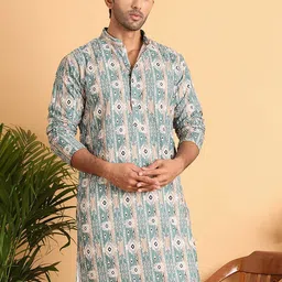 Anouk Men Geometric Embroidered Chikankari Kurta-54