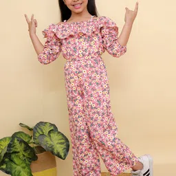 JUNITOS Girls Printed Basic Jumpsuit-41