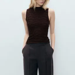 MANGO Self Design High Neck Top-image-9