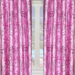 Myntra Elegant Homes Purple Set of 2 Floral Room Darkening Window Curtain-picture-2
