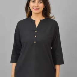 Suha Women Solid Mandarin Collar Cotton Top-picture-23