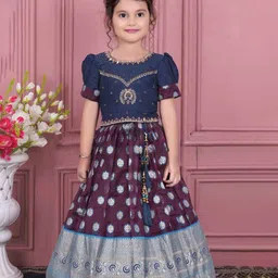 Lagorii Girls Ethnic Motifs Printed Ready to Wear Lehenga Set-55
