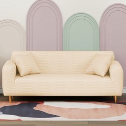 Myntra Elegant Homes Yellow Striped Polyester 1 Piece Sofa Cover With Arms-picture-6